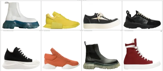 All rick ownes boots colourways