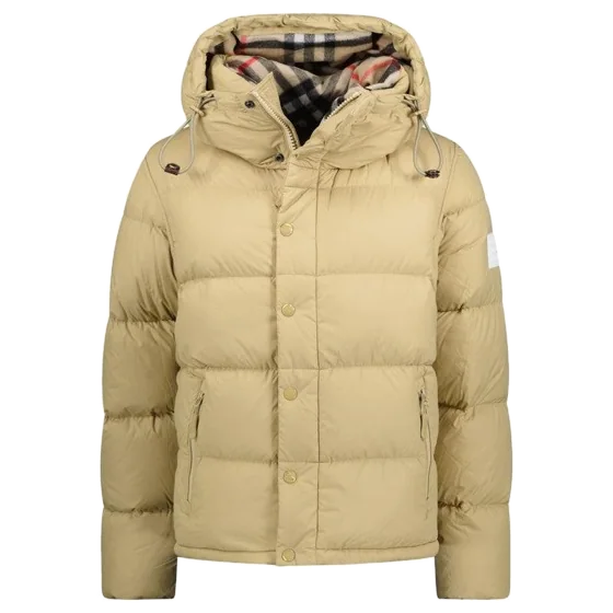 Burberry Puffer'Lockwell' Hooded Check Down Jacket Beige (Detachable sleeves to convert into a gilet)