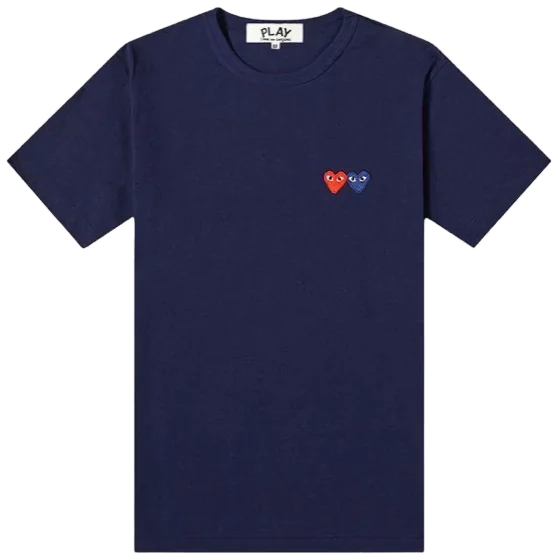 Comme des Garçons PLAY Navy & Red Double Heart T-Shirt 'Navy'
