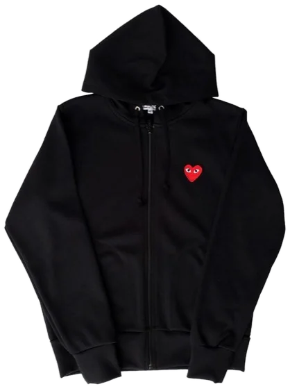 Comme des Garçons Play Zip Up Hoodie With Red Heart 'Black'