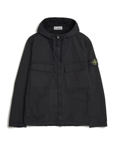 Stone Island Supima Cotton Hooded Jacket Black