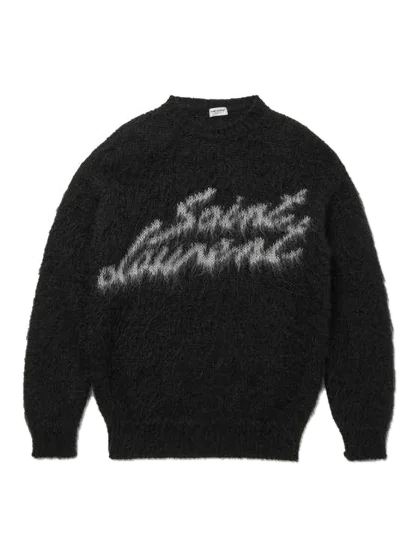 YSL Yves Saint Laurent Logo-Intarsia Mohair-Blend Sweater