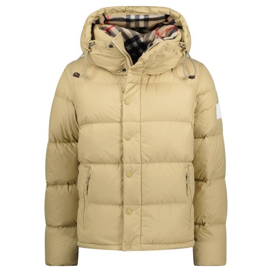 Burberry Puffer'Lockwell' Hooded Check Down Jacket Beige (Detachable sleeves to convert into a gilet)