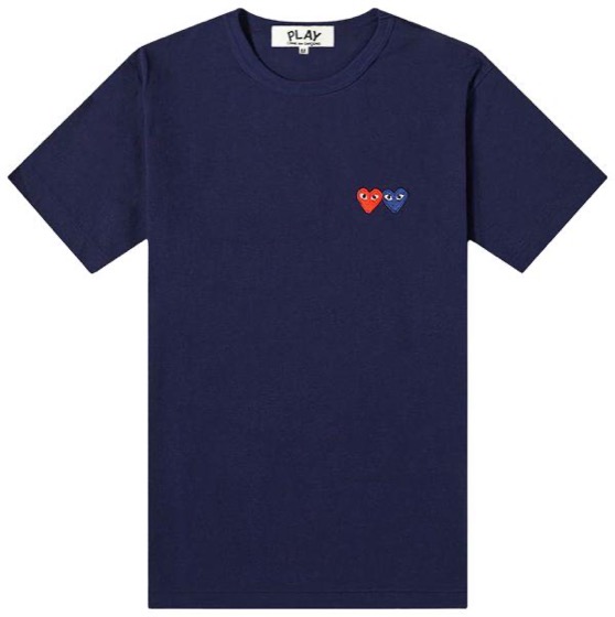 Comme des Garçons PLAY Navy & Red Double Heart T-Shirt 'Navy'