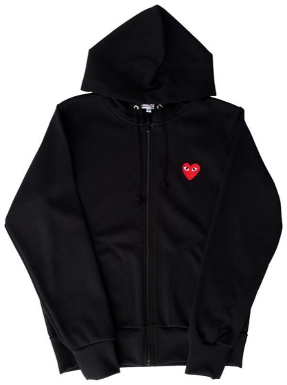 Comme des Garçons Play Zip Up Hoodie With Red Heart 'Black'