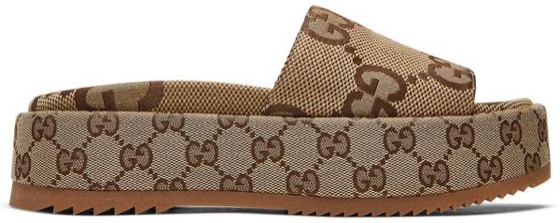 Gucci Wmns GG Lame Platform Slide Sandal 'Camel Monogram'