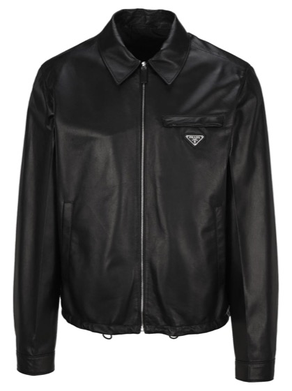 Prada Logo Plaque Leather Jacket – Cettire