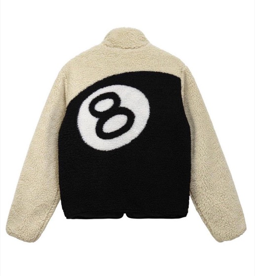 Stussy 8 Ball Sherpa Reversible Jacket (White)